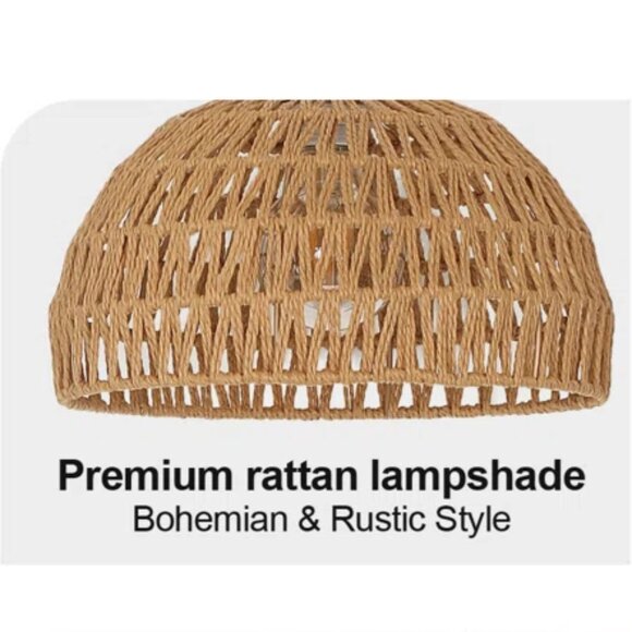 NEW Bay Isle Home Aarzo Natural Rattan Woven Fiber Boho Style Beachy Lamp Shade - Picture 2 of 6